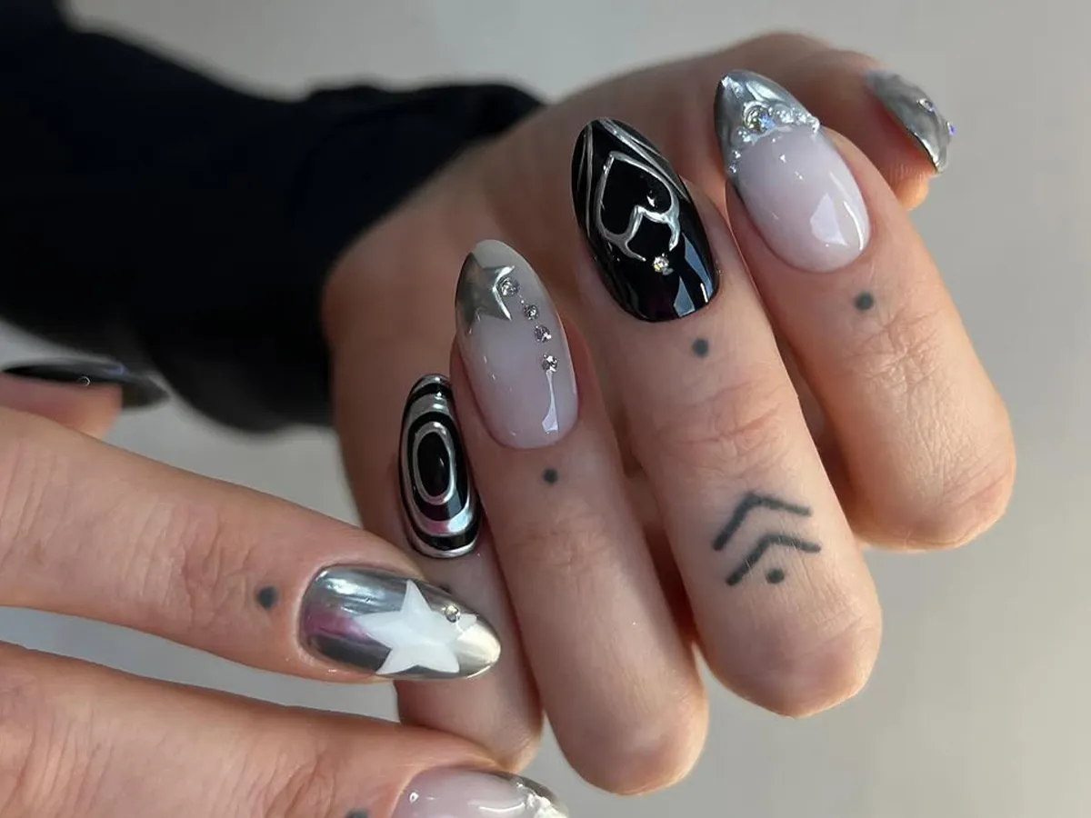 45 Metallic Nail Designs to Try, Including Milky Mirrors, 3D Chrome, and Glittery Tips