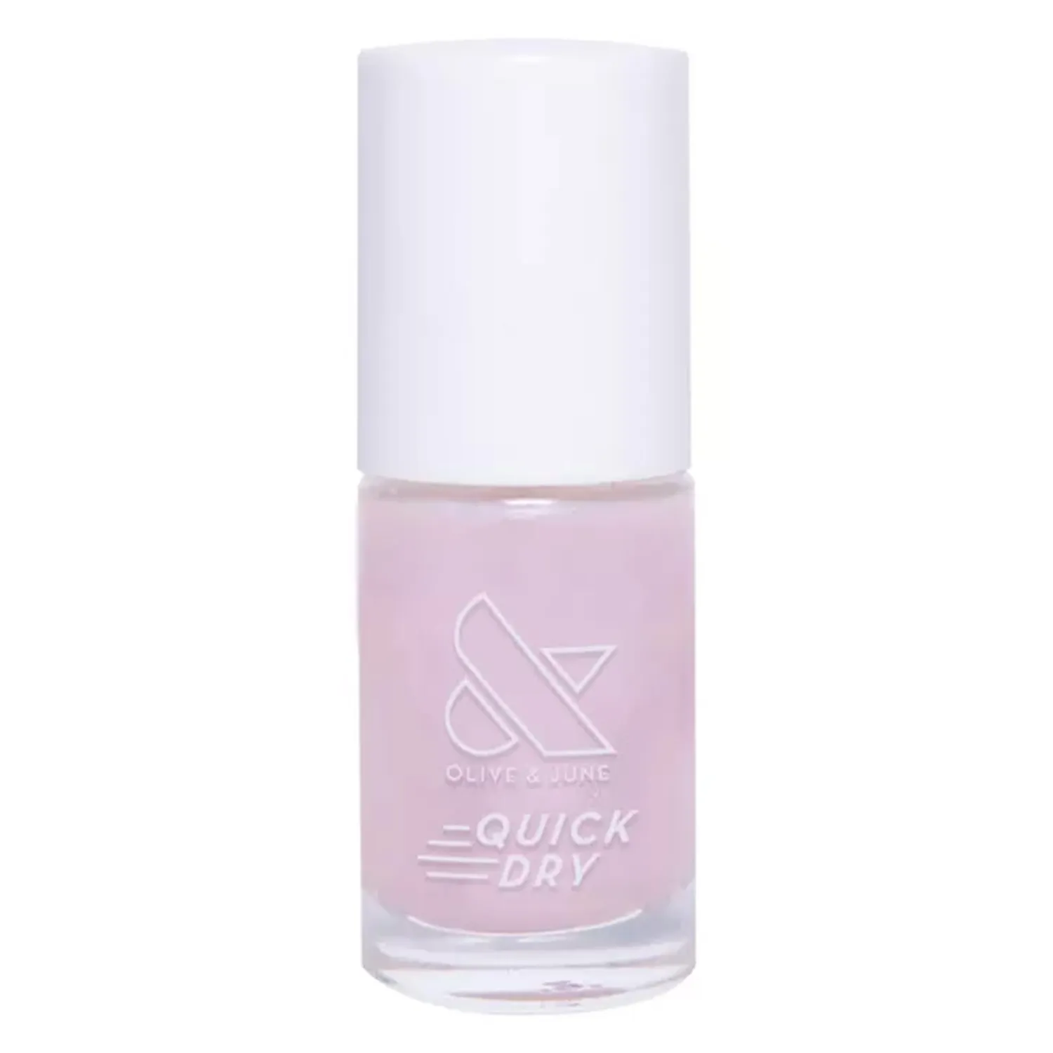 Bottle of quickdry nail polish with a white cap