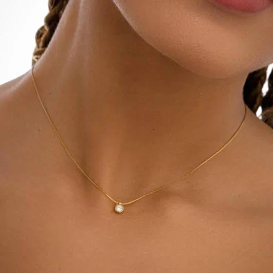 14K Gold Plated Minimalist Diamond Necklace