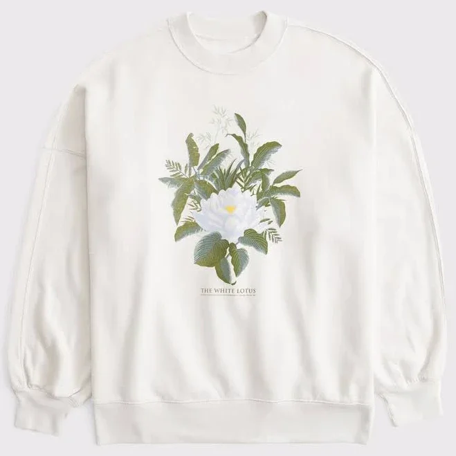 Abercrombie & Fitch Women's Oversized Lotus Graphic Sunday Crew