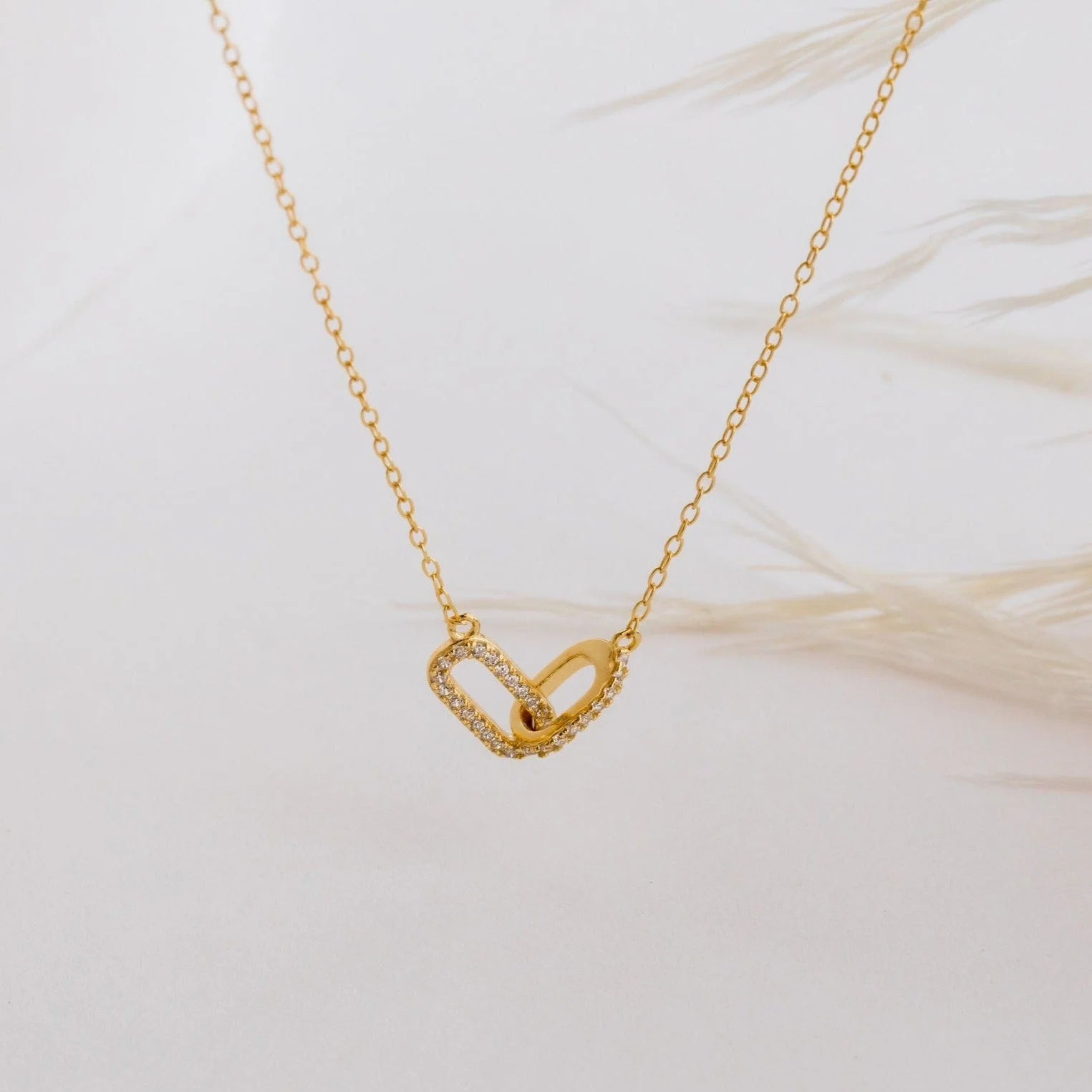accessory Caitlyn Minimalist Dainty Pave Linked 18K Gold Necklace Caitlyn Minimalist $33.75
