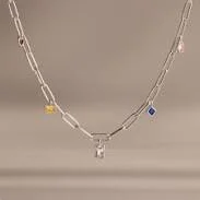 accessory Caitlyn Minimalist Sterling Silver Mixed Birthstone Charm Necklace Caitlyn Minimalist $45.75