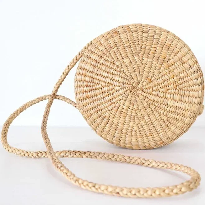 ATCHA RA PRON Cross Body Round Straw Bag