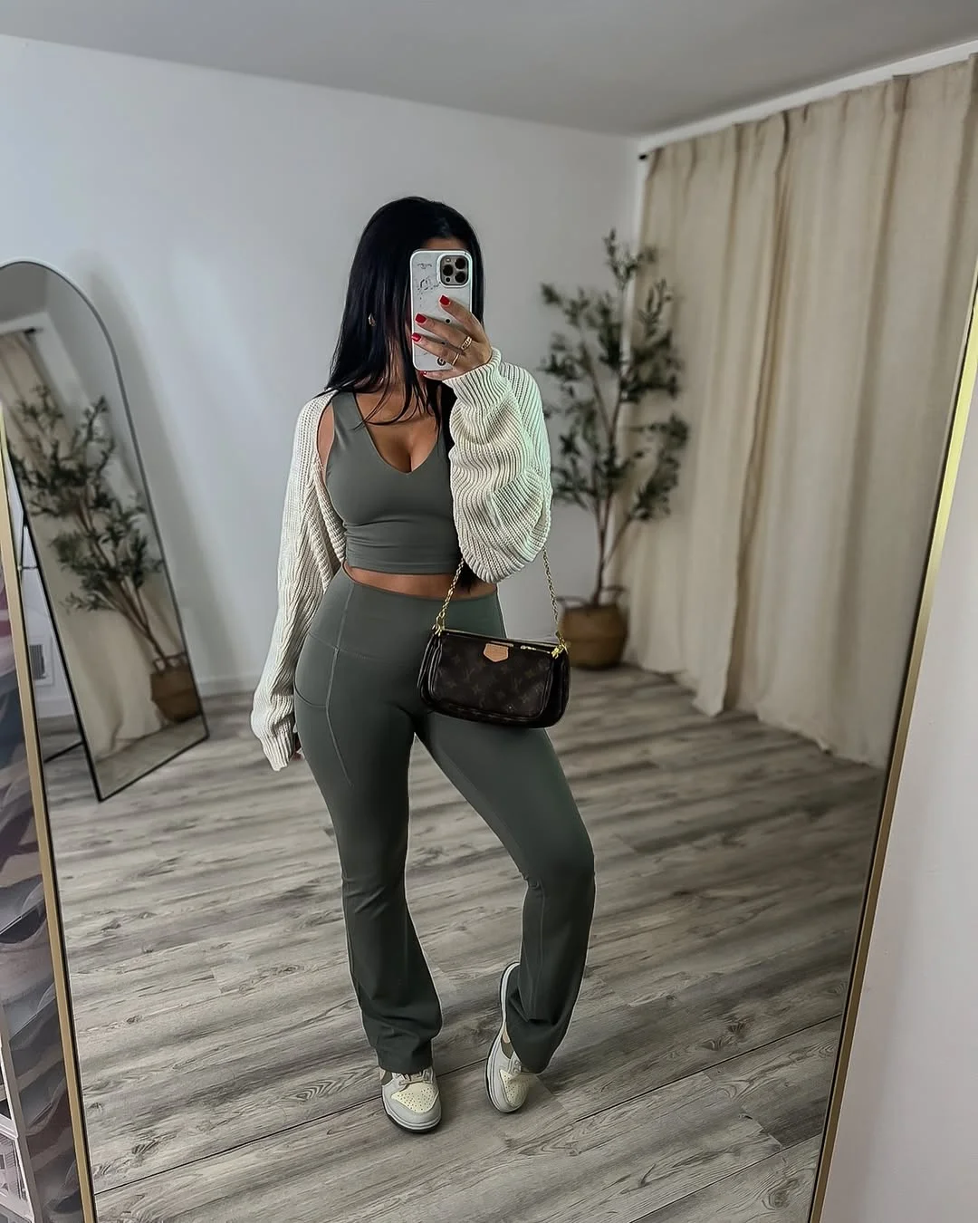 Athleisure Set With Cozy Knit Shrug