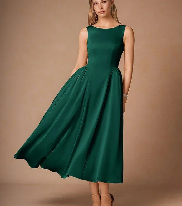 Azazie Midi Dresses A-Line Wedding Guest Formal Dresses Bateau