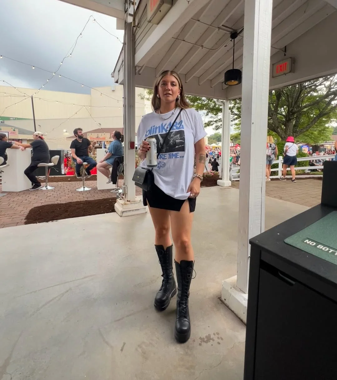Band Tee With Platform Boots Concert Look