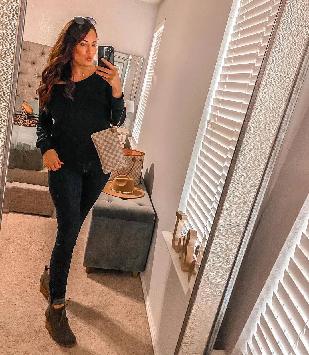 Black Off-Shoulder Top and Skinny Jean Night Out