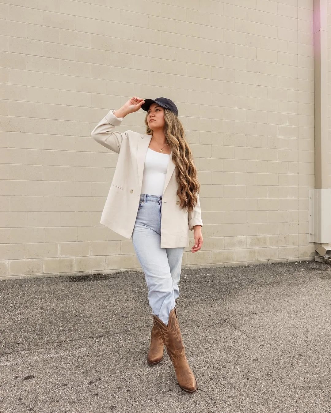 Blazer and Cowboy Boots Casual Cool Look