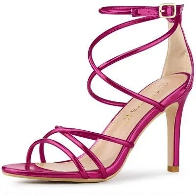 Blissful Step Women's Open Toe Strappy Straps Prom Stiletto Heels Sandals