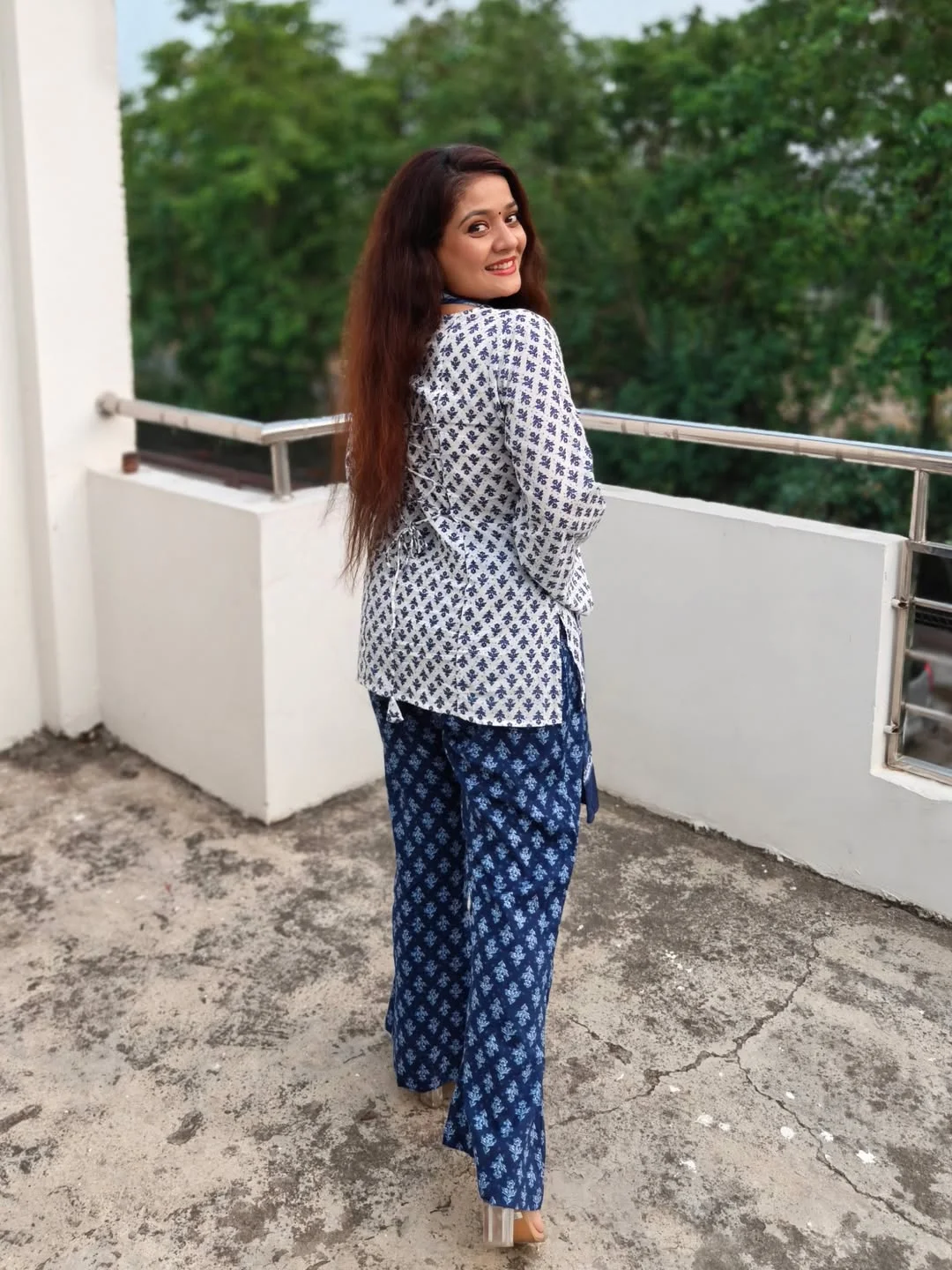 Bohemian Blue Print Coord Set For Casual Chic