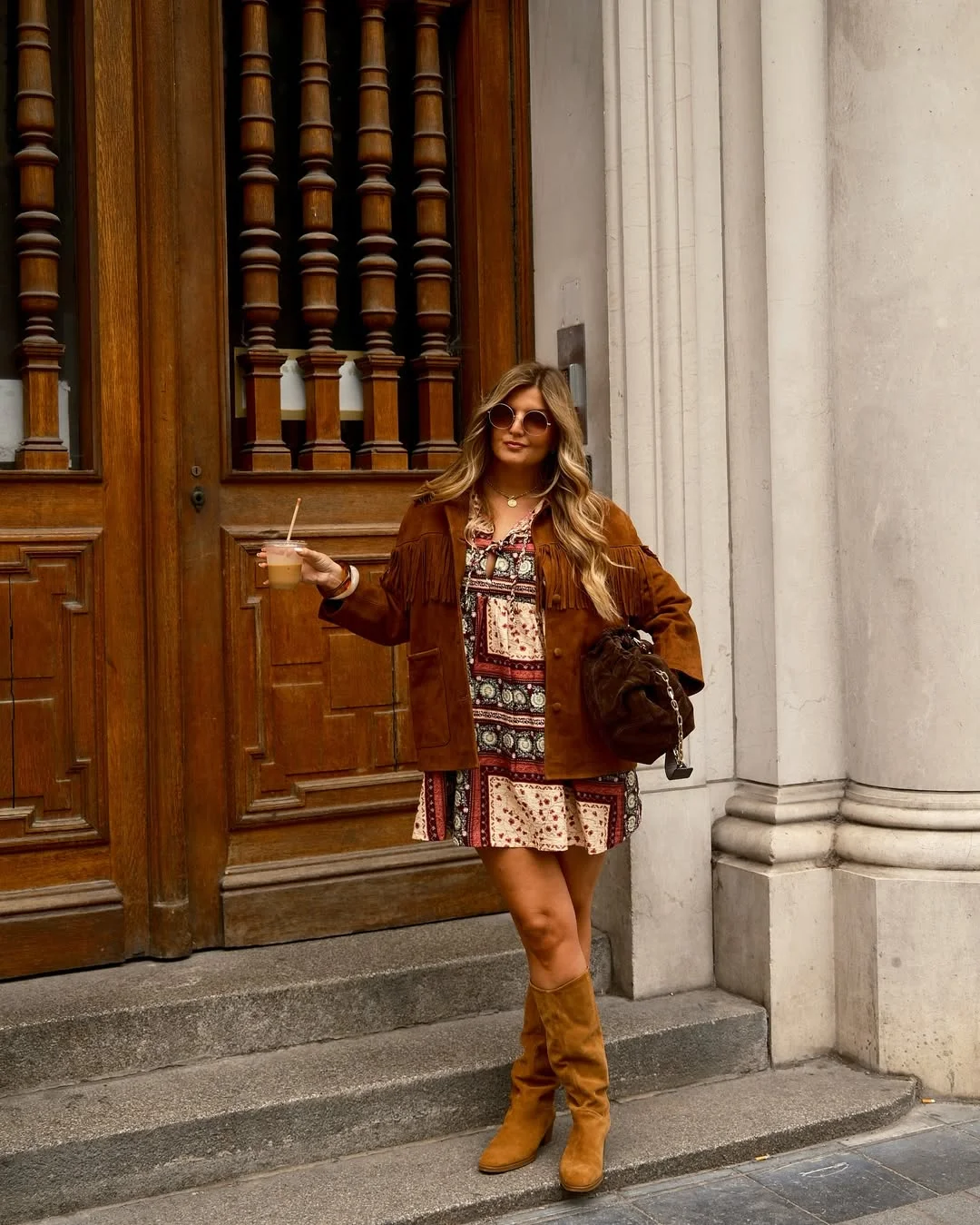 Boho Fringe Jacket And Suede Boots Outfit