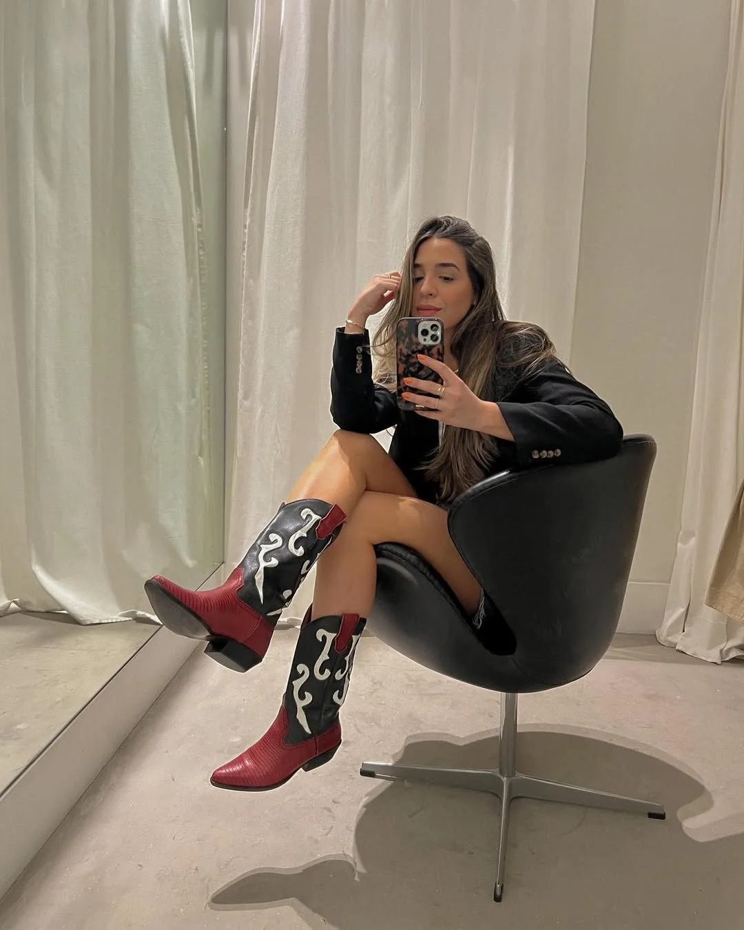 Bold Cowboy Boots With A Chic Blazer