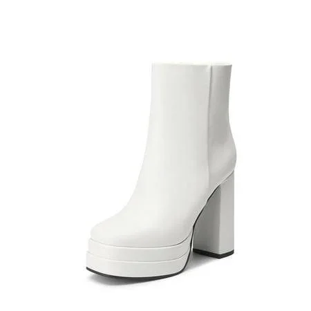 Burudani Womens Platform Gogo Ankle Boots High Chunky Heels, Square Toe, Comfort Party Dress Booties