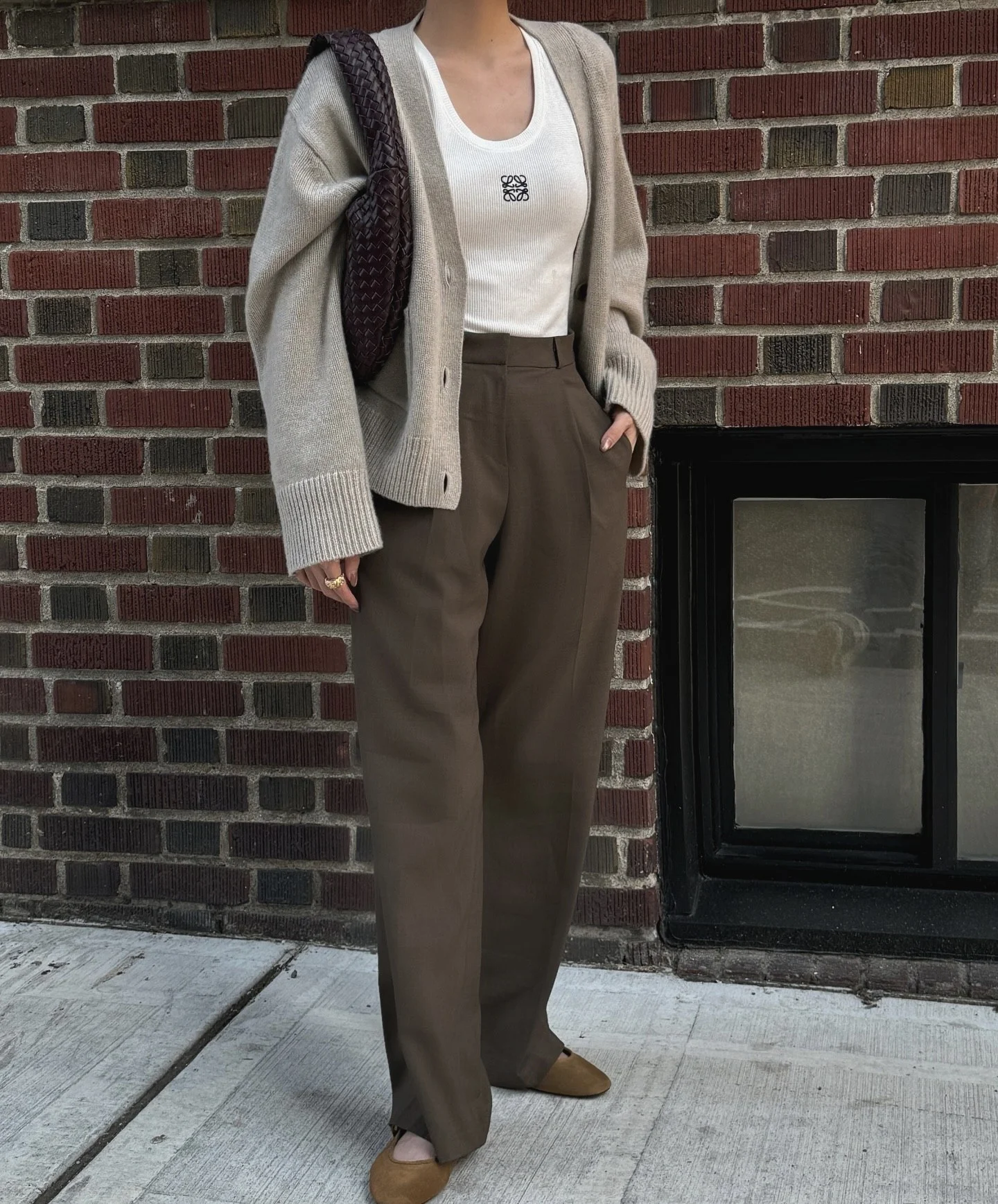 Chic Neutral Knit Cardigan and Trouser Combo