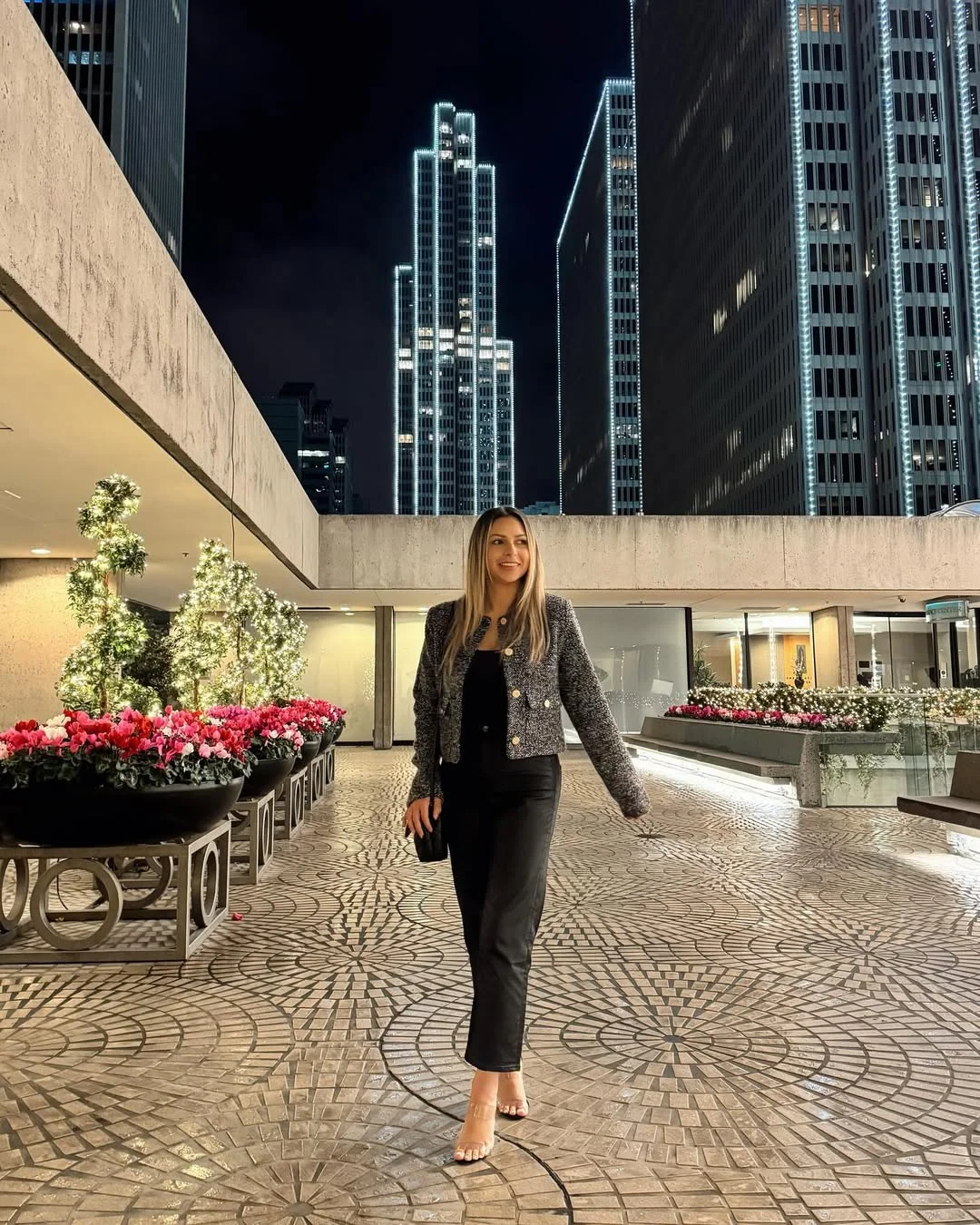 Chic Tweed Blazer And Black Trouser Night Out