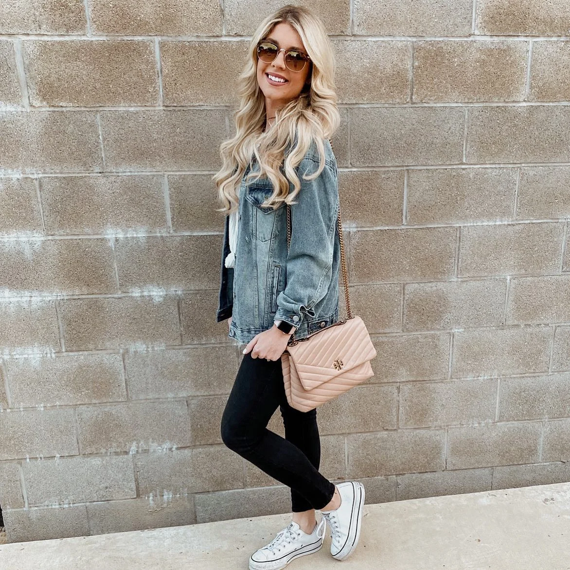 Classic Denim Jacket With Black Skinny Jeans