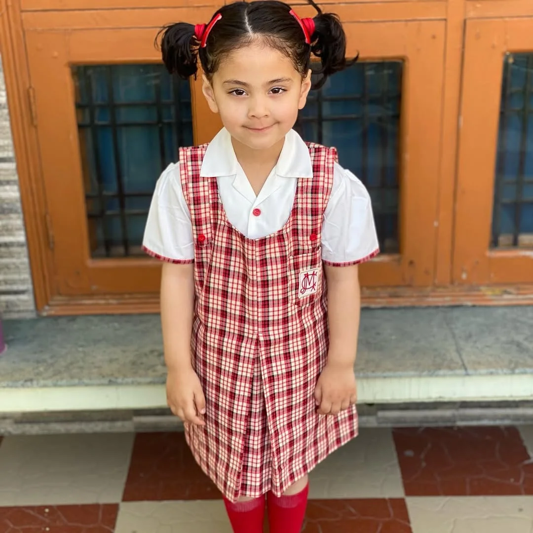 Classic Plaid School Uniform With Red Knee-Highs