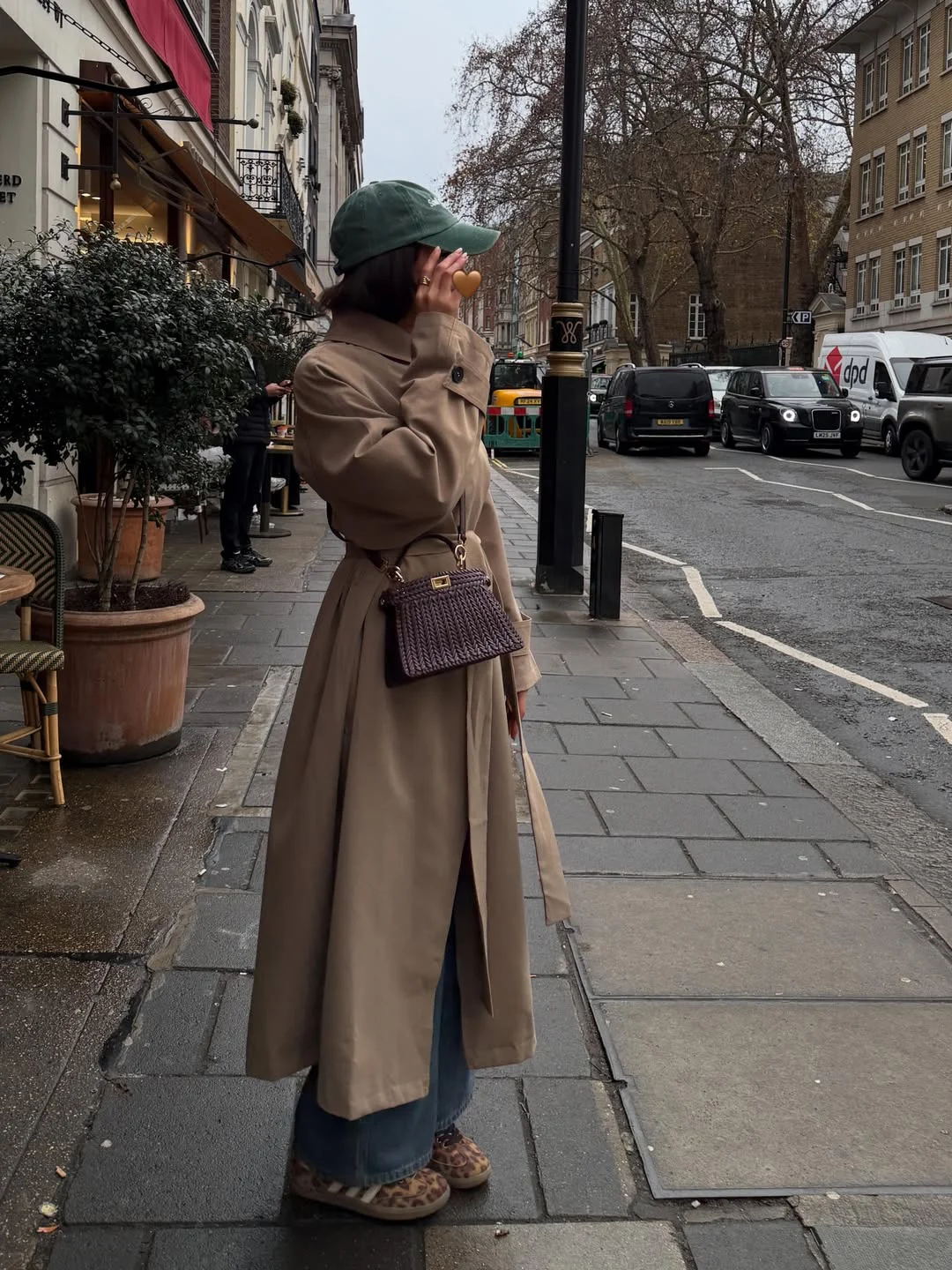 Classic Trench With Wide Leg Jeans and Leopard Flats