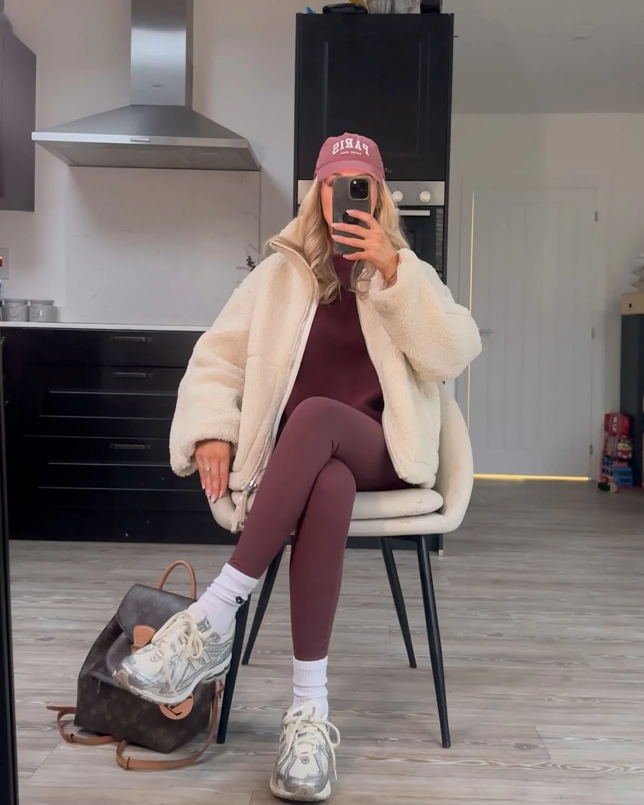 Cozy Cherry Red Leggings With Teddy Jacket
