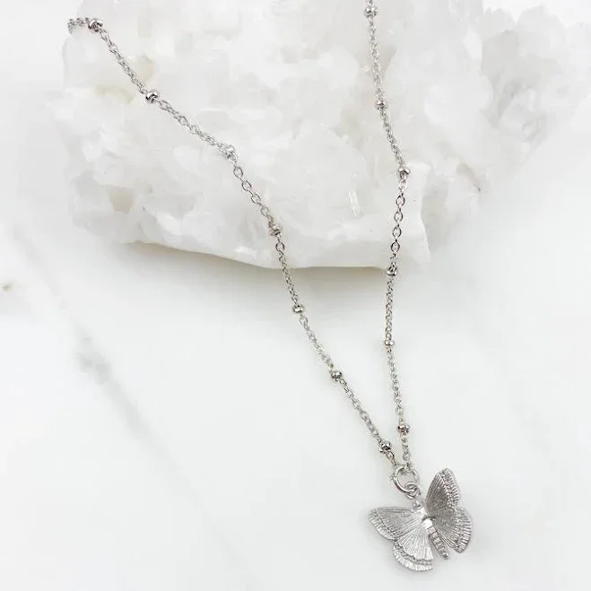 Dainty Butterfly Silver Necklace