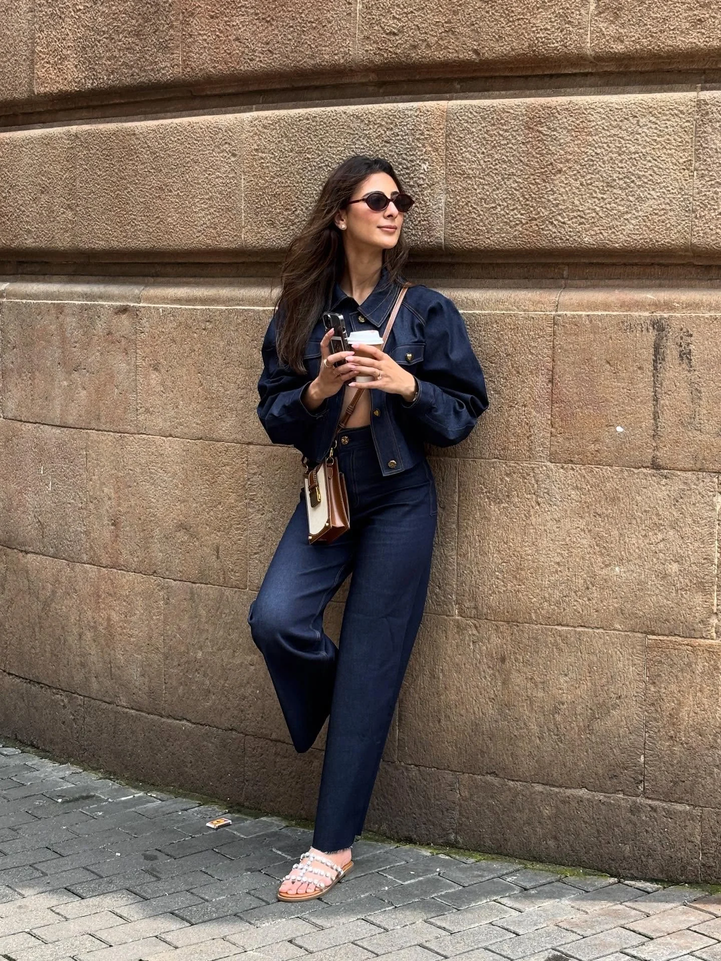 Dark Wash Denim Co-ord With Balloon Sleeves