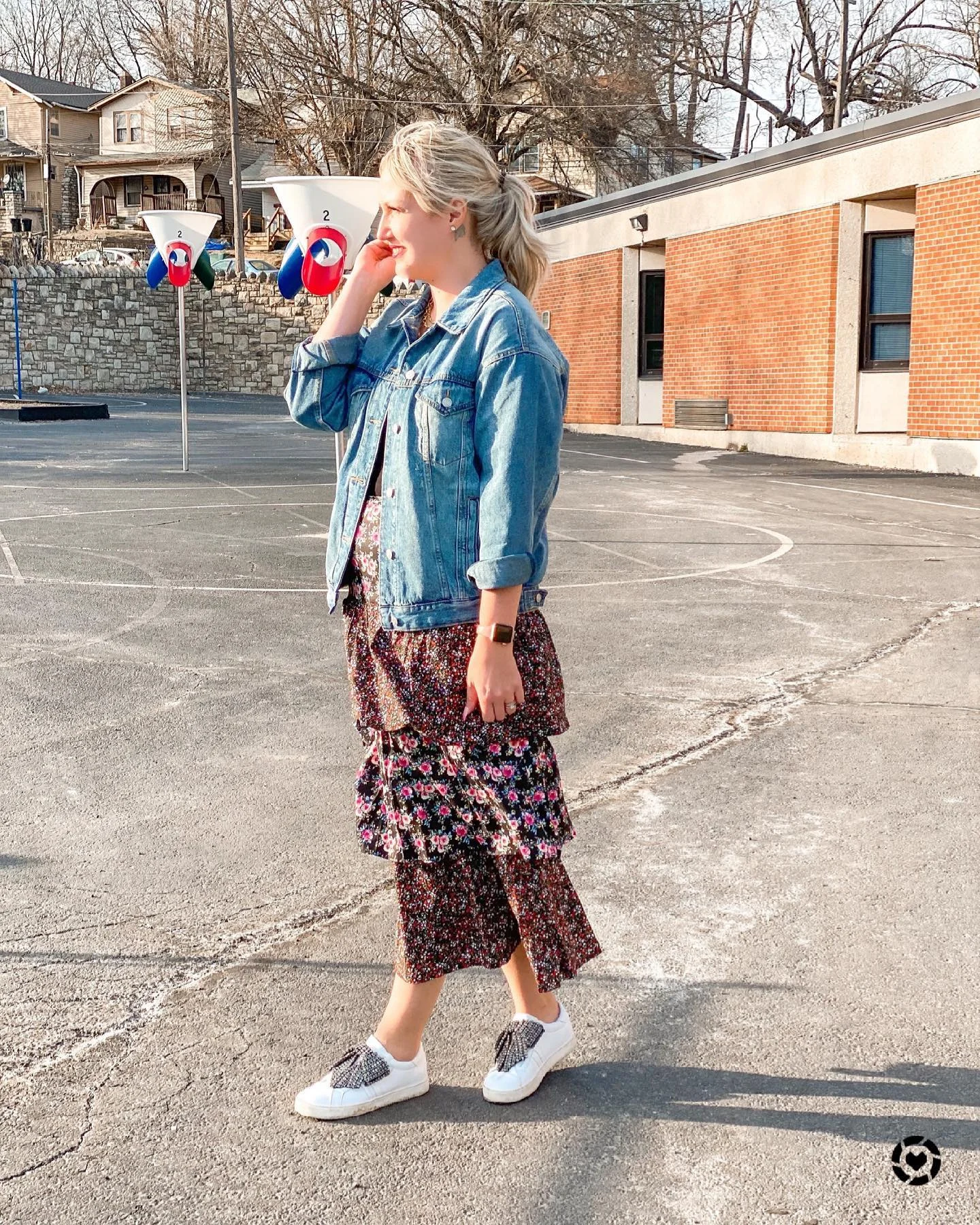 Denim Jacket Meets Floral Maxi Dress
