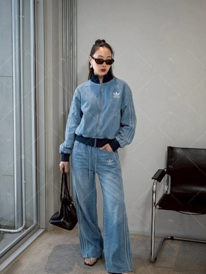 Denim Tracksuit With Cat-Eye Sunglasses