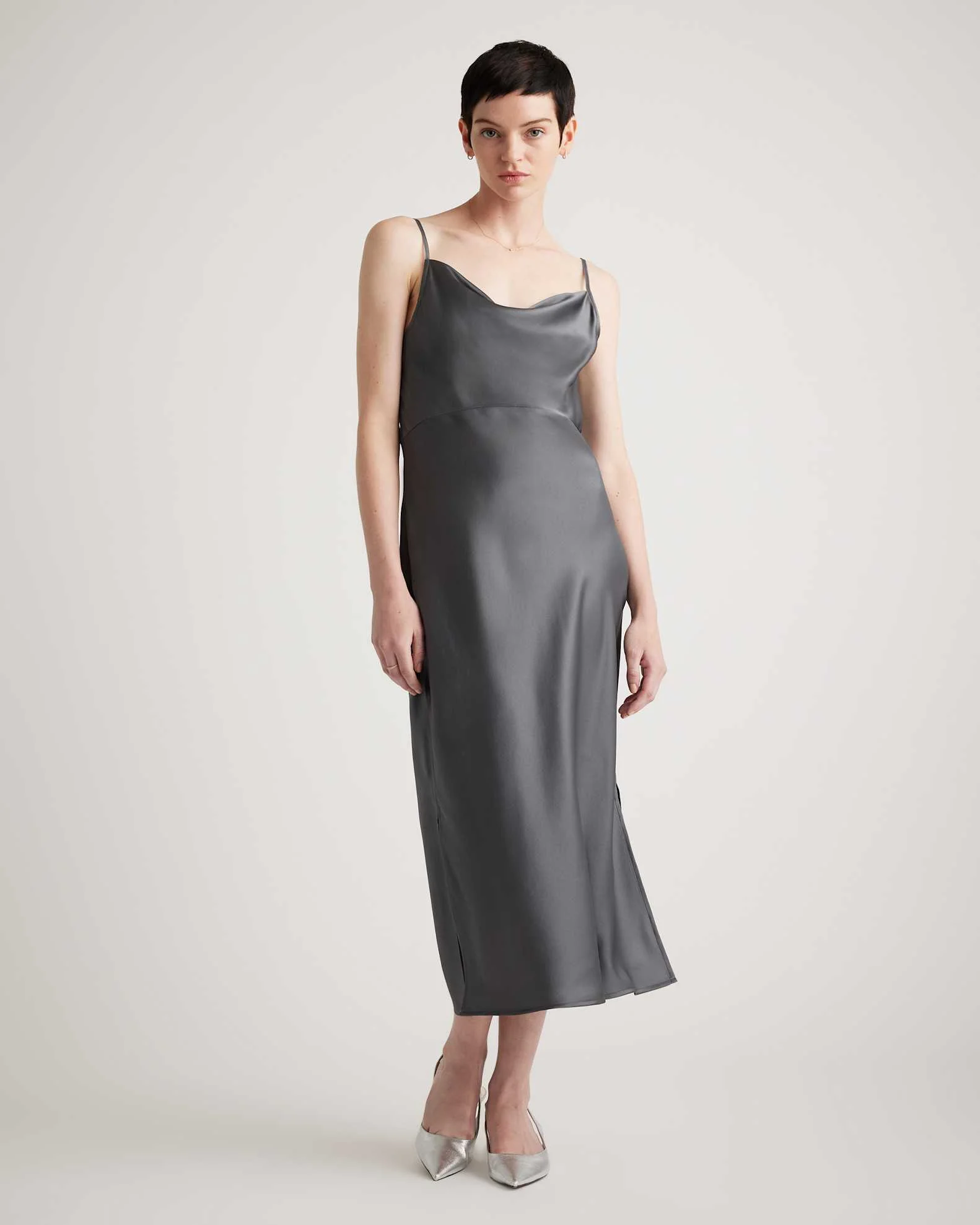 dress 100% Washable Silk Cowl Neck Slip Dress Quince $99.9