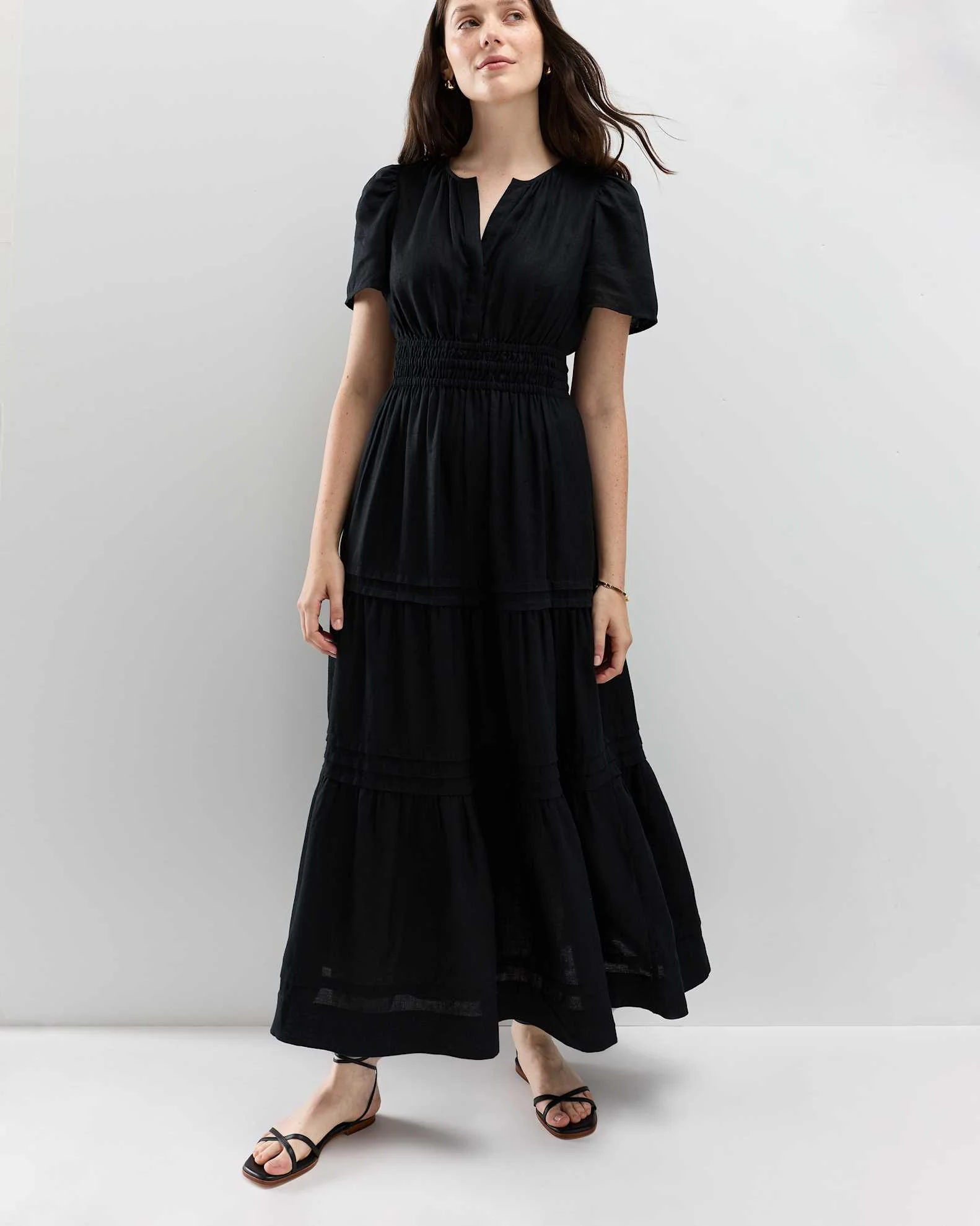dress Quince Women's European Linen Tiered Maxi Dress Quince $84