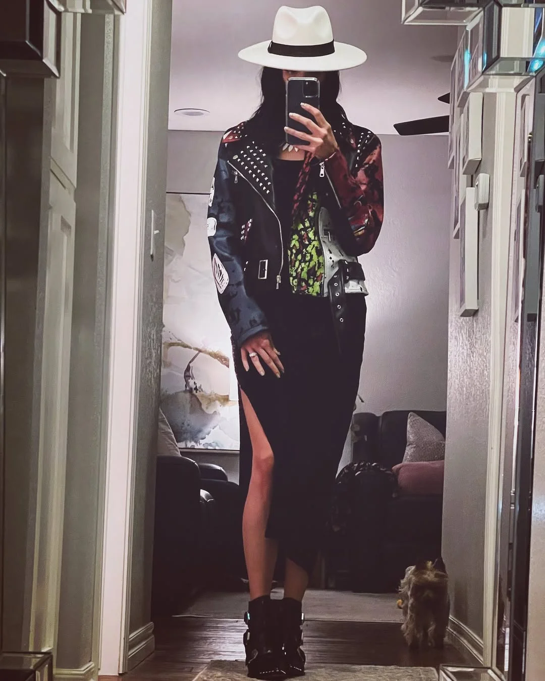Edgy Moto Jacket Maxi Dress Concert Glam