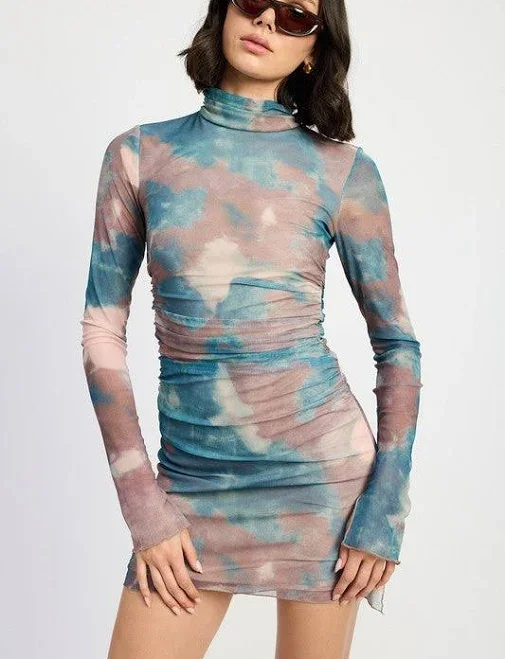 Emory Park What A Trip Tie Dye Mesh Mini Dress