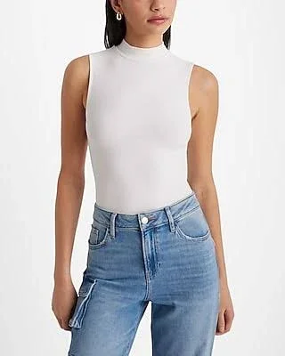 Essential Fitted Ribbed Mock Neck Sleeveless Tank Blue Women's XL