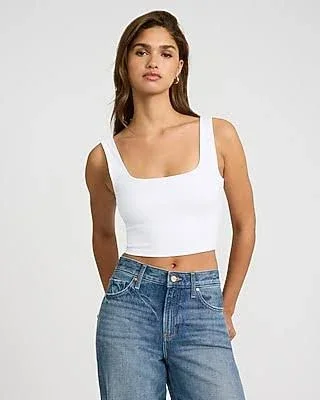 Express Women's High Compression Square Neck Crop Top