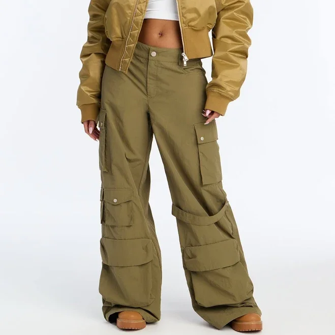 Fashion Nova Women's Tula High Rise Wide Leg Cargo Pants