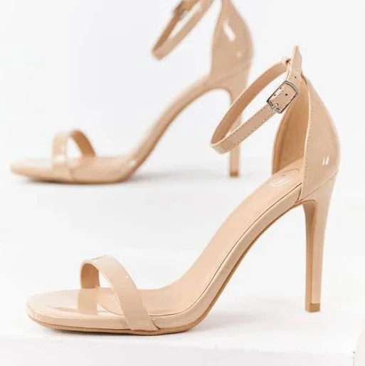 Faux Leather Ankle Strap High Heels