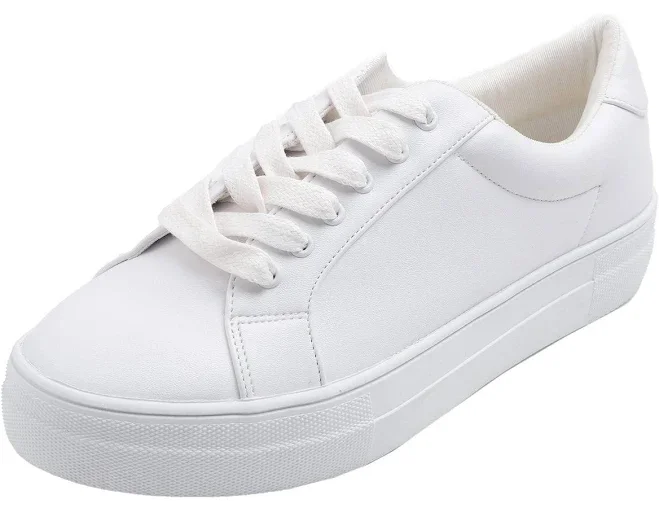 Feversole Women's Vegan Leather Platform Lace-Up Sneakers