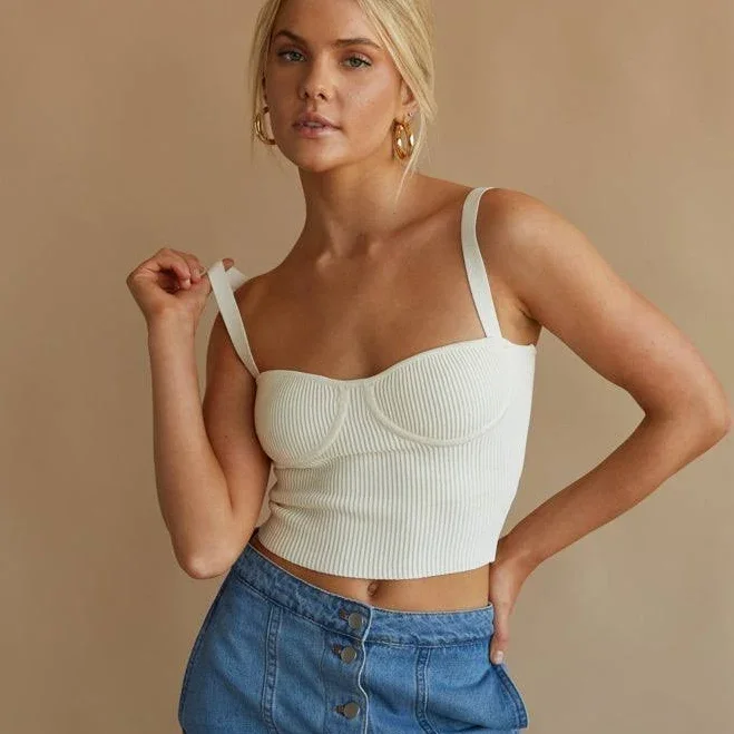 Fiore Ribbed Bustier Crop Top
