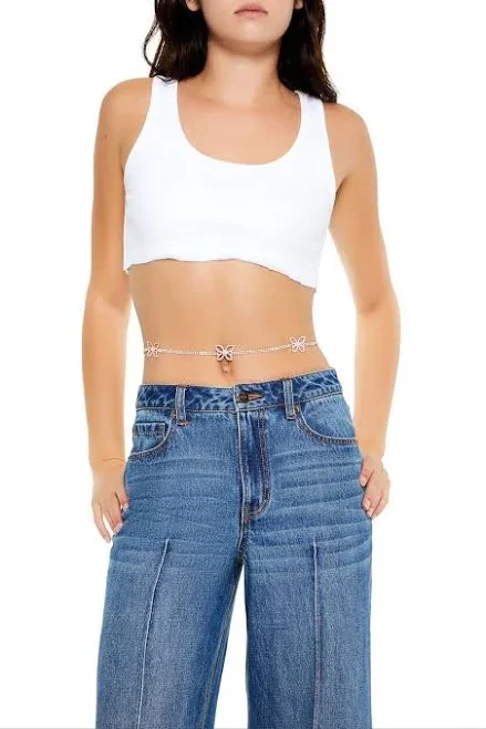 Forever 21 Rhinestone Butterfly Belly Chain