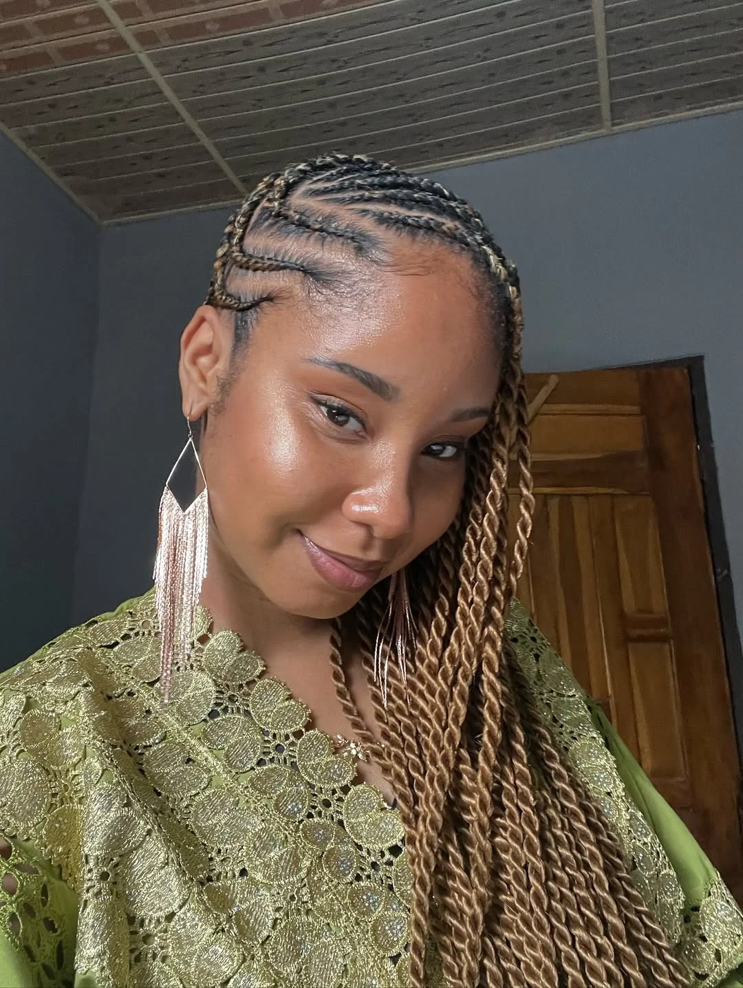 Gorgeous Honey Blonde Twist Braids With Cornrows