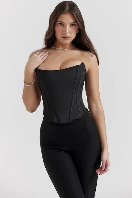 House Of Cb Genevieve Strapless Satin Corset Top