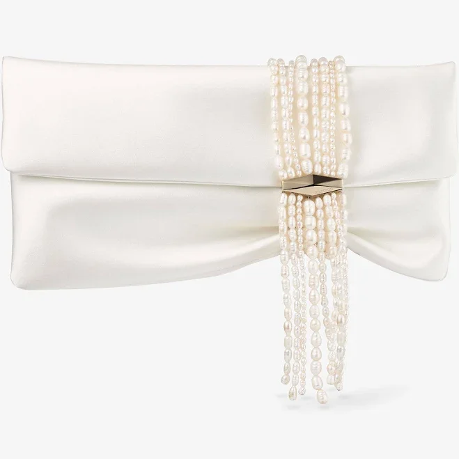 Jimmy Choo Zandra Satin Clutch Bag with Pearl Bracelet