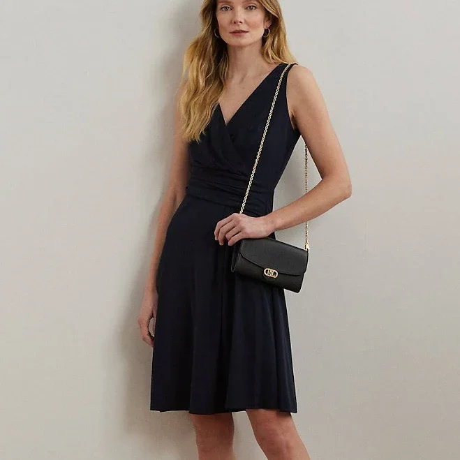 Lauren Women's Ralph Lauren Surplice Jersey Sleeveless Dress