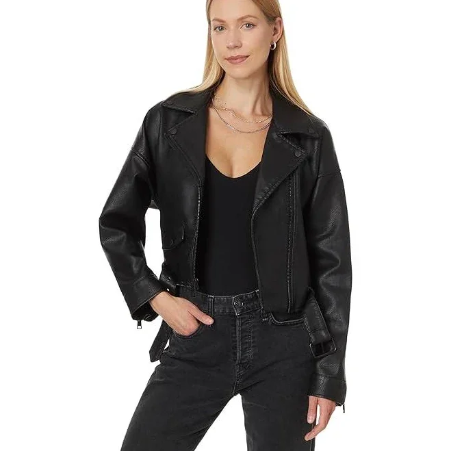 Levi's Relaxed Crop Faux Leather Moto Jacket Women's