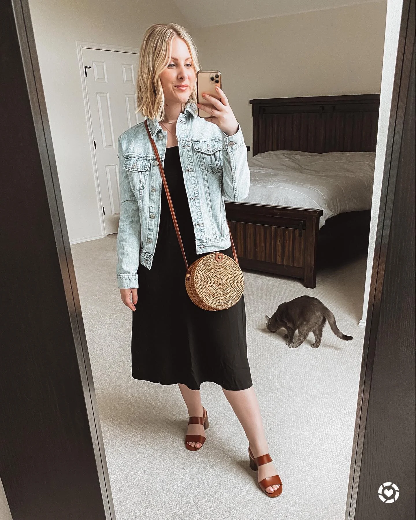 Light Wash Denim Jacket With Midi Dress