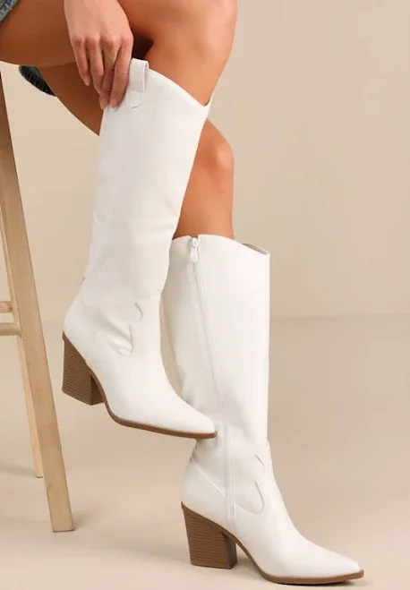 Lulus Pointed-Toe Knee-High Western Boots