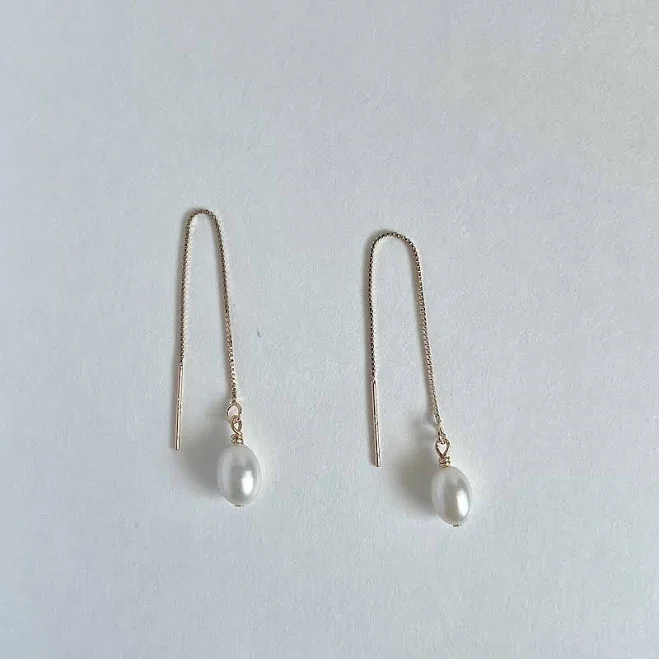 Minimalist Pearl Drop Earrings