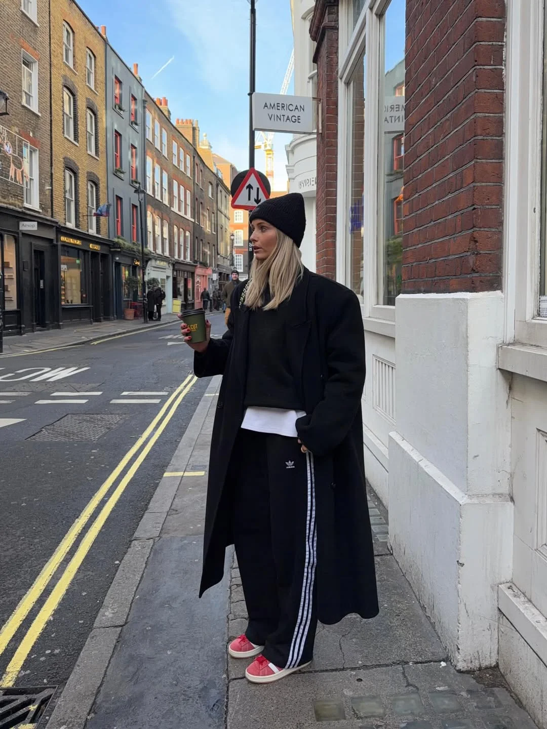 Monochrome Athleisure With Pop Of Pink Shoes