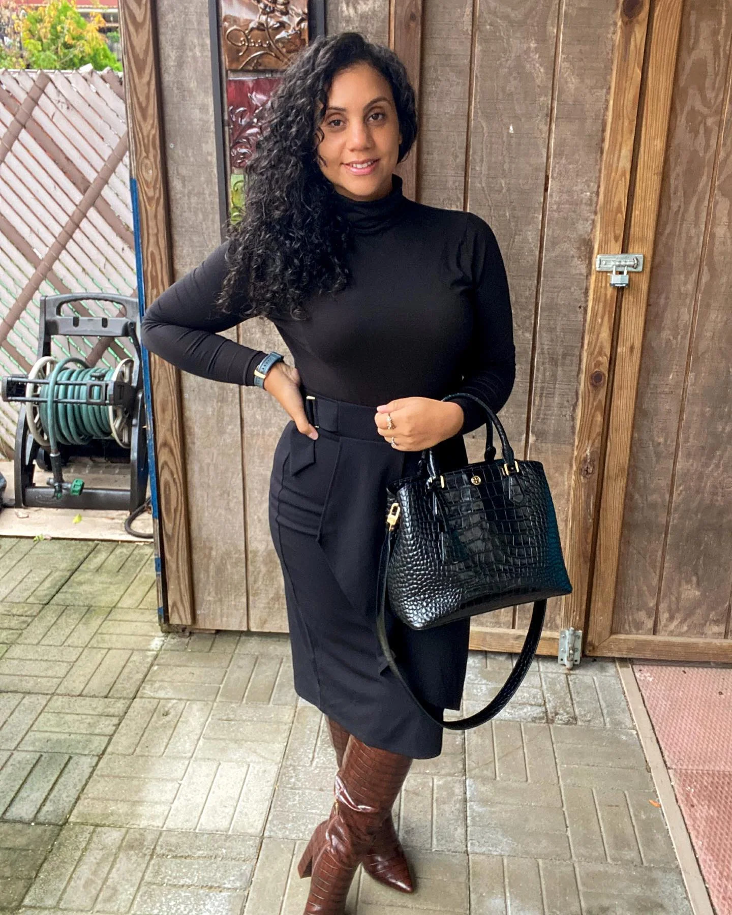 Monochrome Black Elegance With Croc Texture Accents