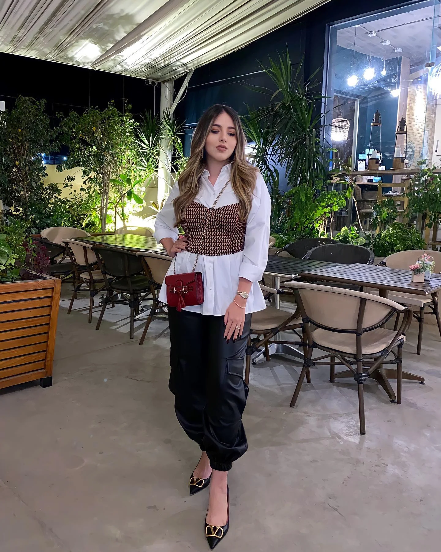 Monochrome Cargo Pants With Chic Corset Top