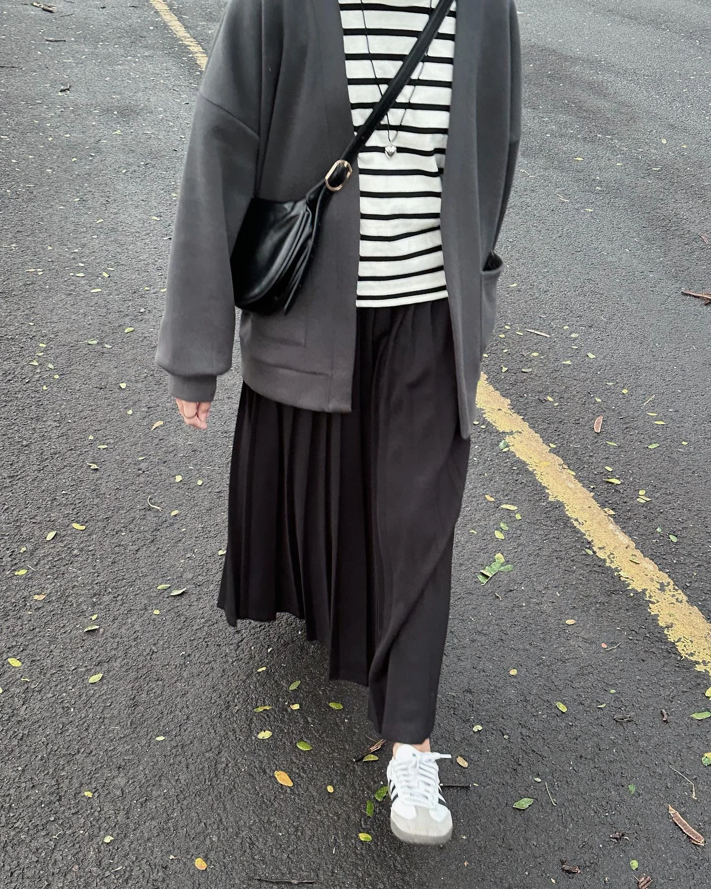 Monochrome Chic With Striped Top Layer
